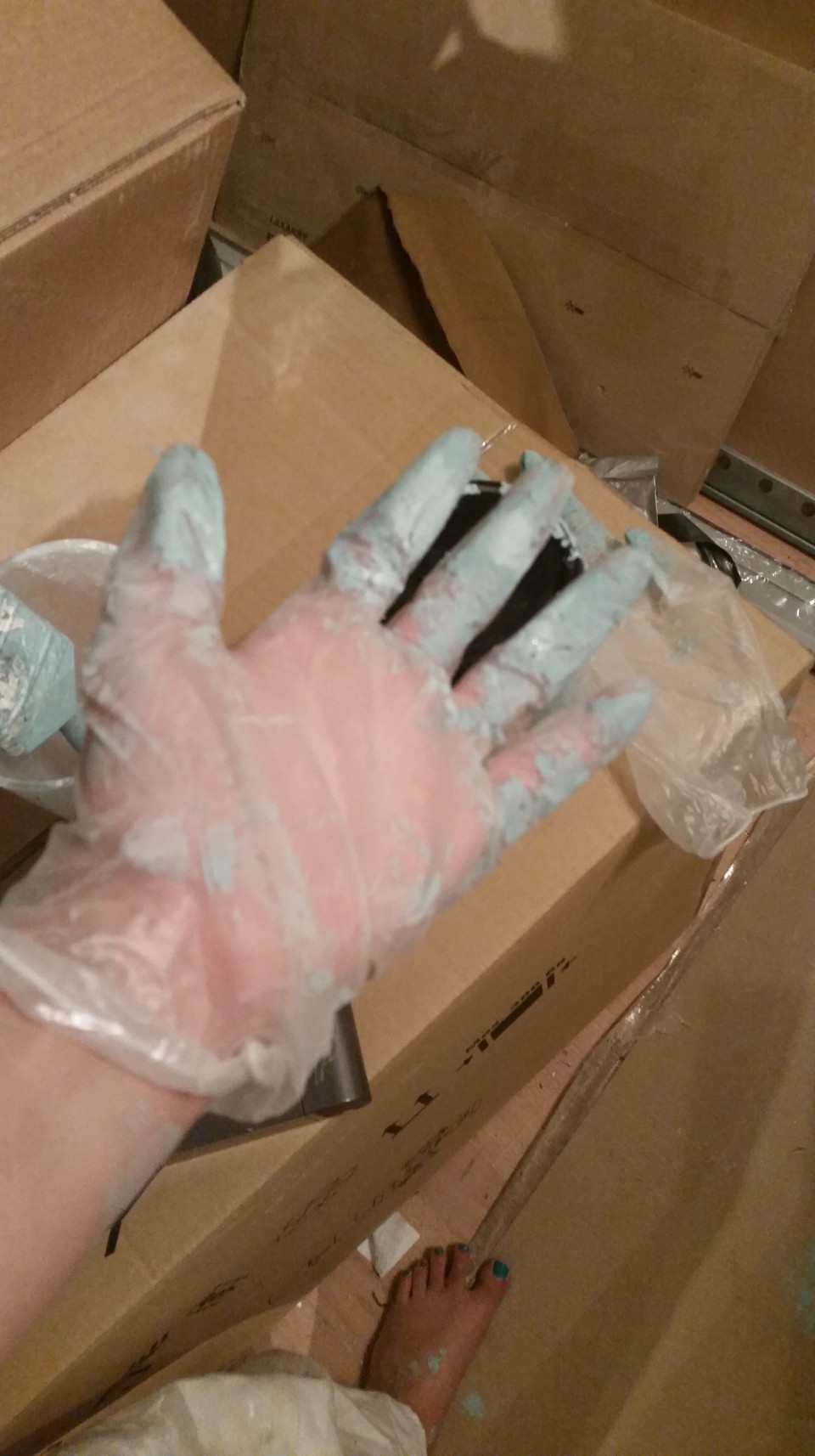 best idea when painting - disposable gloves - can't believe how many years I painted without them!