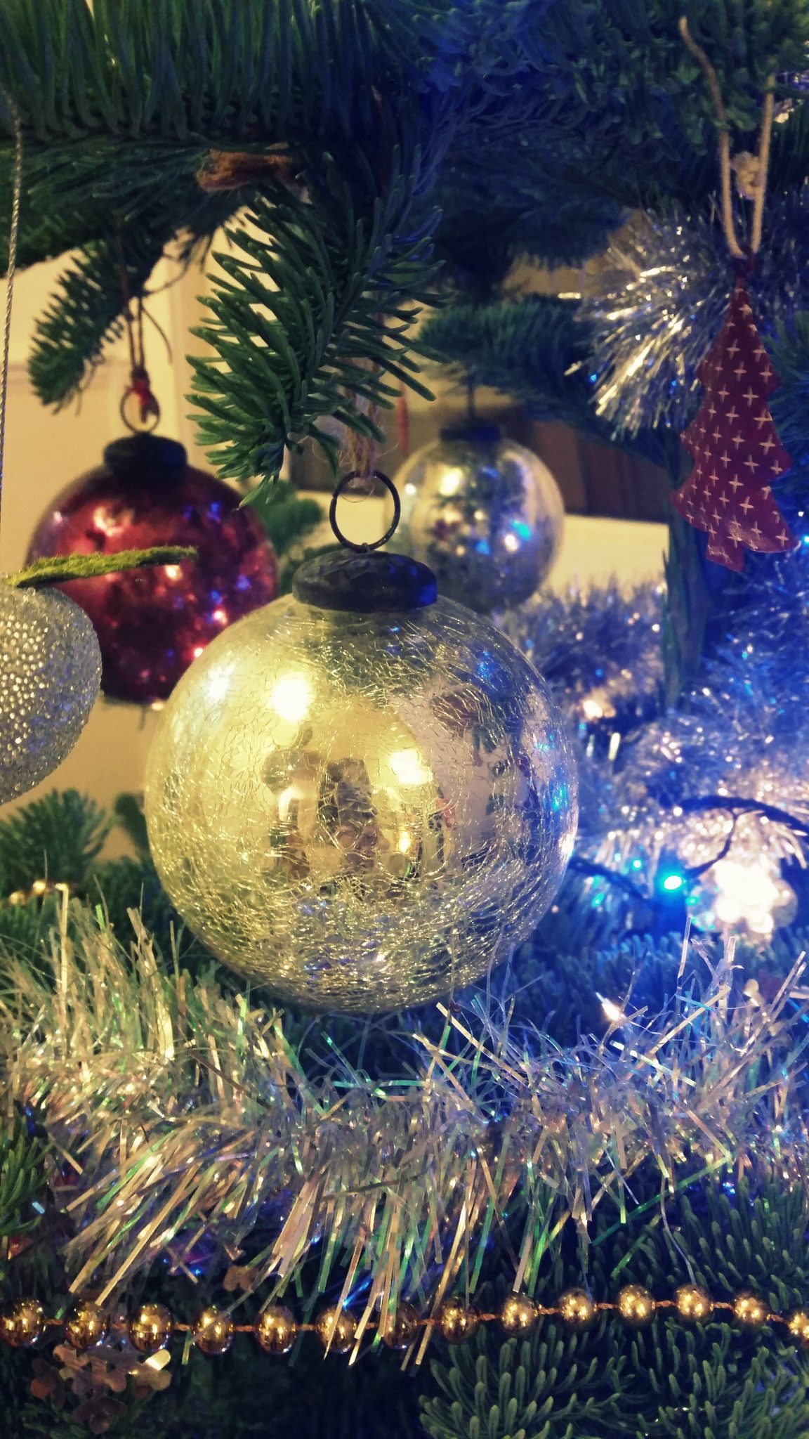 Giant baubles - from the spirit of Christmas fair - first year I've dared to hang them on the tree as they are both pretty heavy and fragile - but they really are beautiful