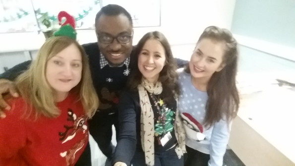 Office Christmas Jumper Selfie