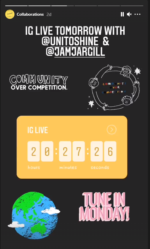 social media image for IG live with @unitoshine and @jamjargill with countdown clock